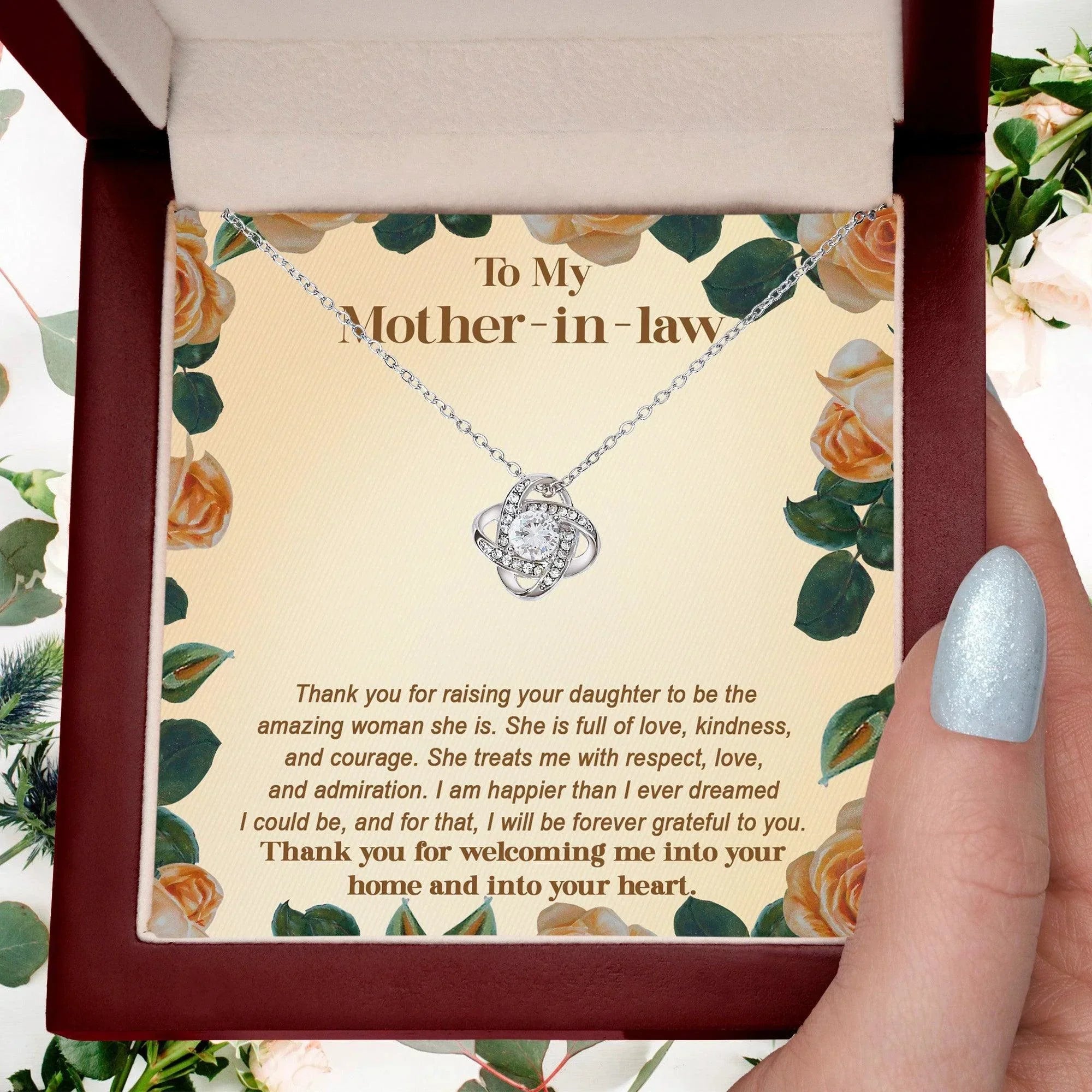 To My Mother-in-law From Son-in-law I am Forever Grateful for You Raising an Amazing Woman Love Knot Necklace