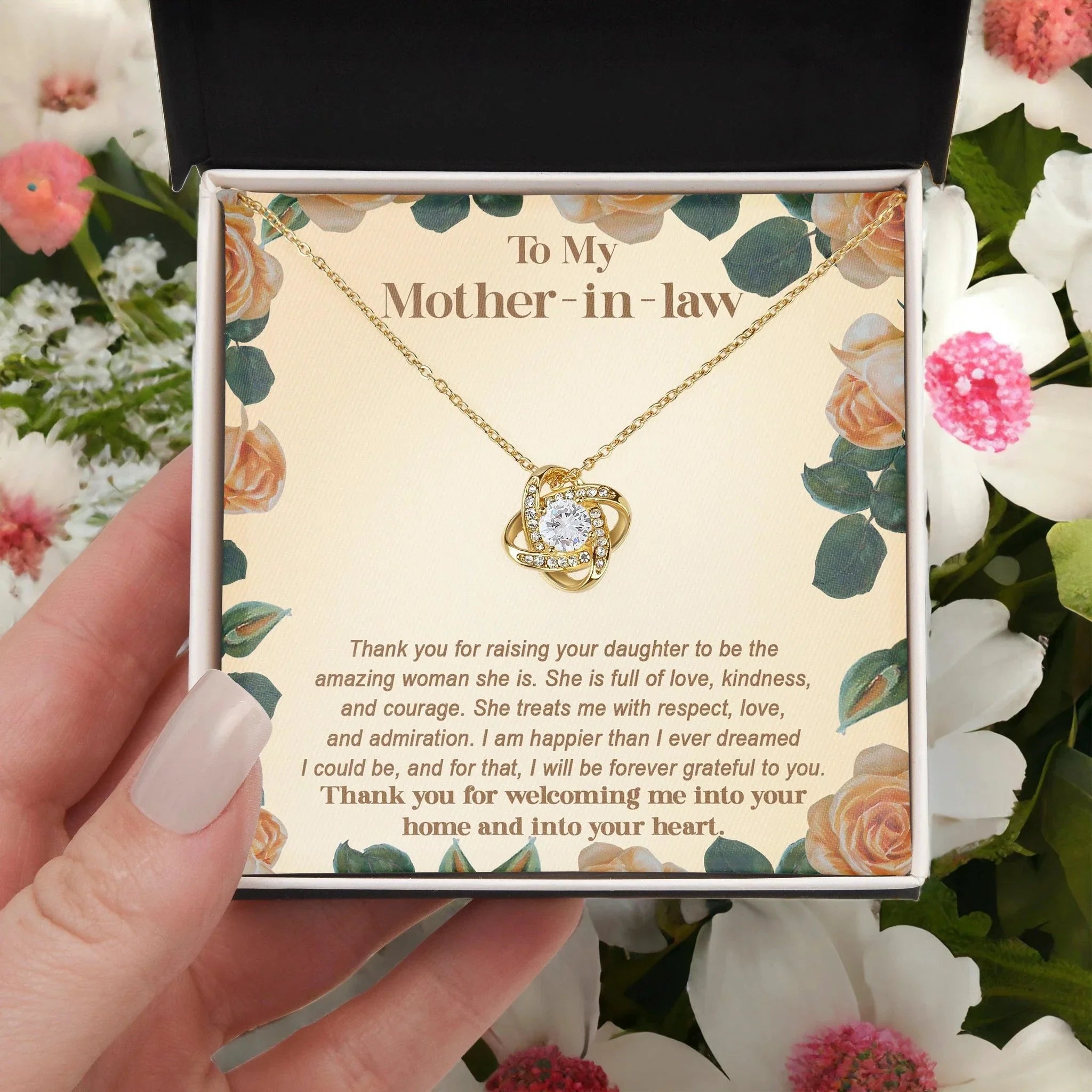 To My Mother-in-law From Son-in-law I am Forever Grateful for You Raising an Amazing Woman Love Knot Necklace