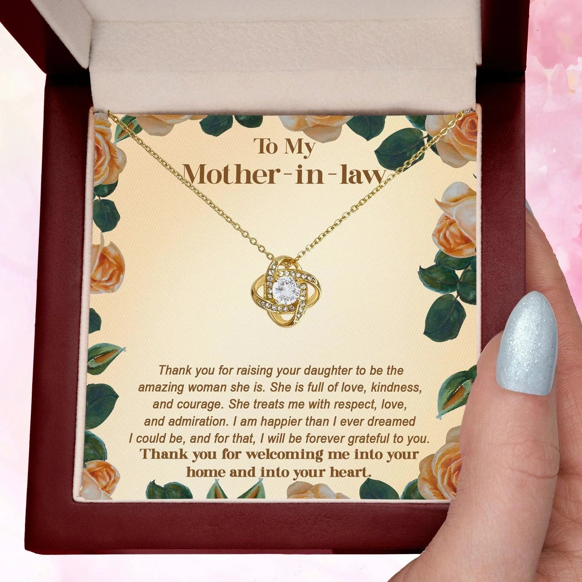 To My Mother-in-law From Son-in-law I am Forever Grateful for You Raising an Amazing Woman Love Knot Necklace
