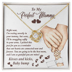 To My Perfect Mommy-to-Be Our Hearts are Connected Now And Forever - Love Knot Necklace