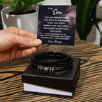 To My Son Braver Than You Believe Braided Leather Bracelet