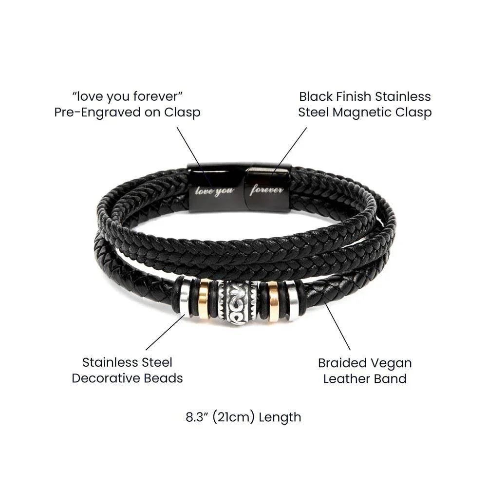 To My Son Braver Than You Believe Braided Leather Bracelet