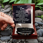 To My Son Braver Than You Believe Braided Leather Bracelet