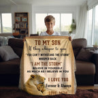 To My Son, Whisper Back, I am the Storm Heirloom Keepsake Woven Blanket