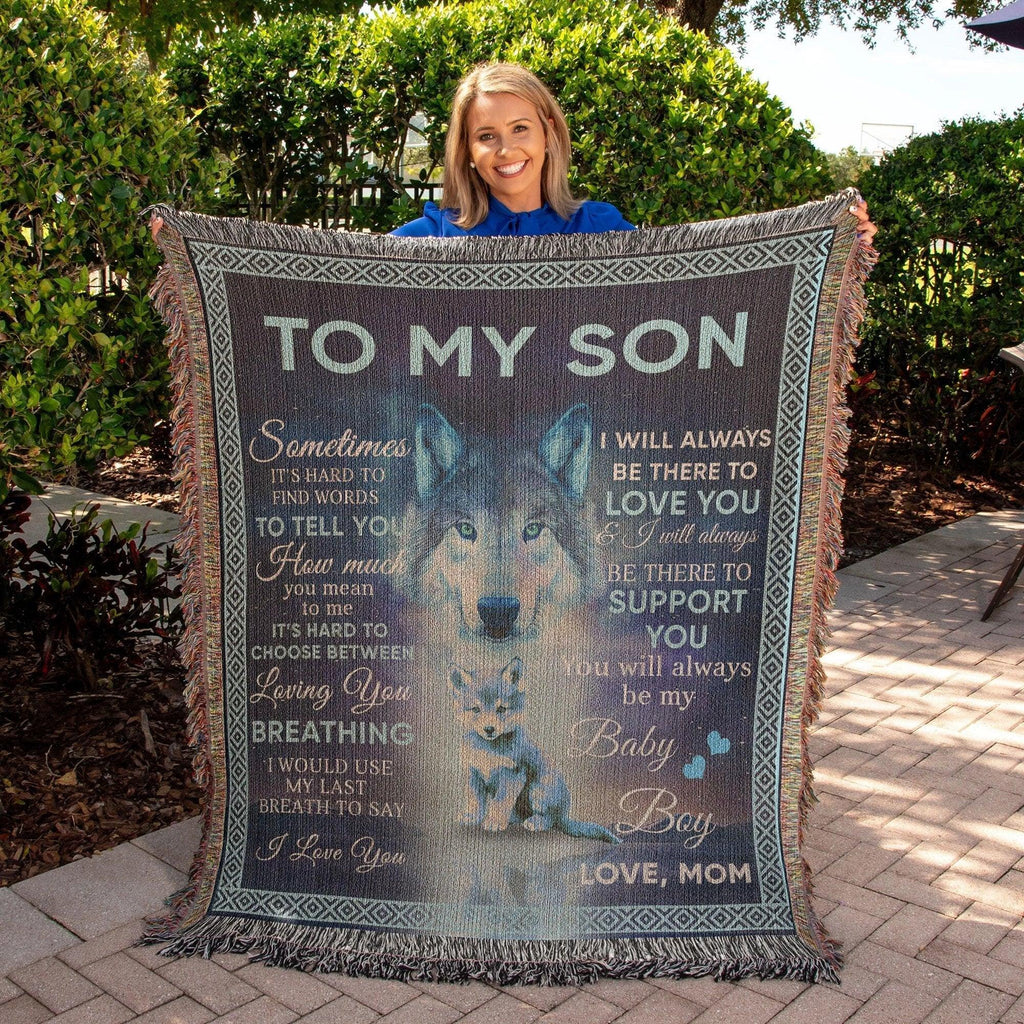 To My Son - You Will Always Be My Baby Boy Wolf and Cub Heirloom Woven Blanket