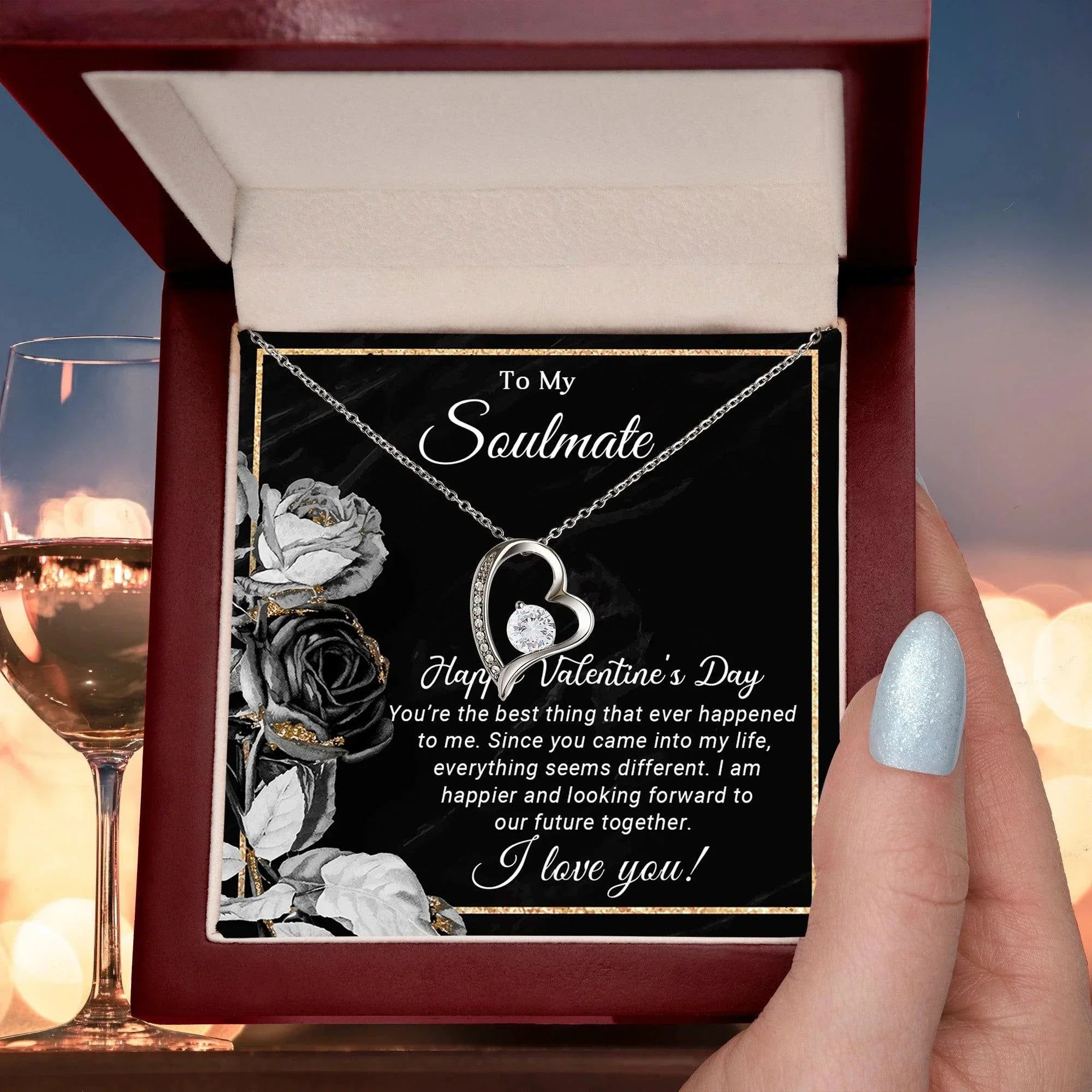 To My Soulmate Happy Valentine's Day Forever Love Pendant Necklace
