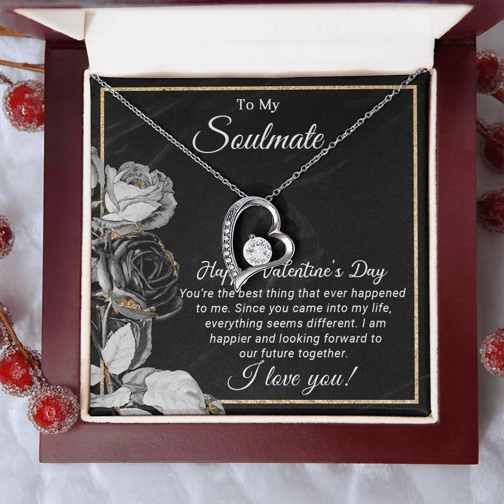 To My Soulmate Happy Valentine's Day Forever Love Pendant Necklace