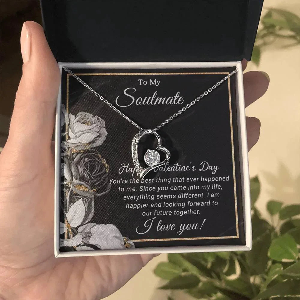 To My Soulmate Happy Valentine's Day Forever Love Pendant Necklace