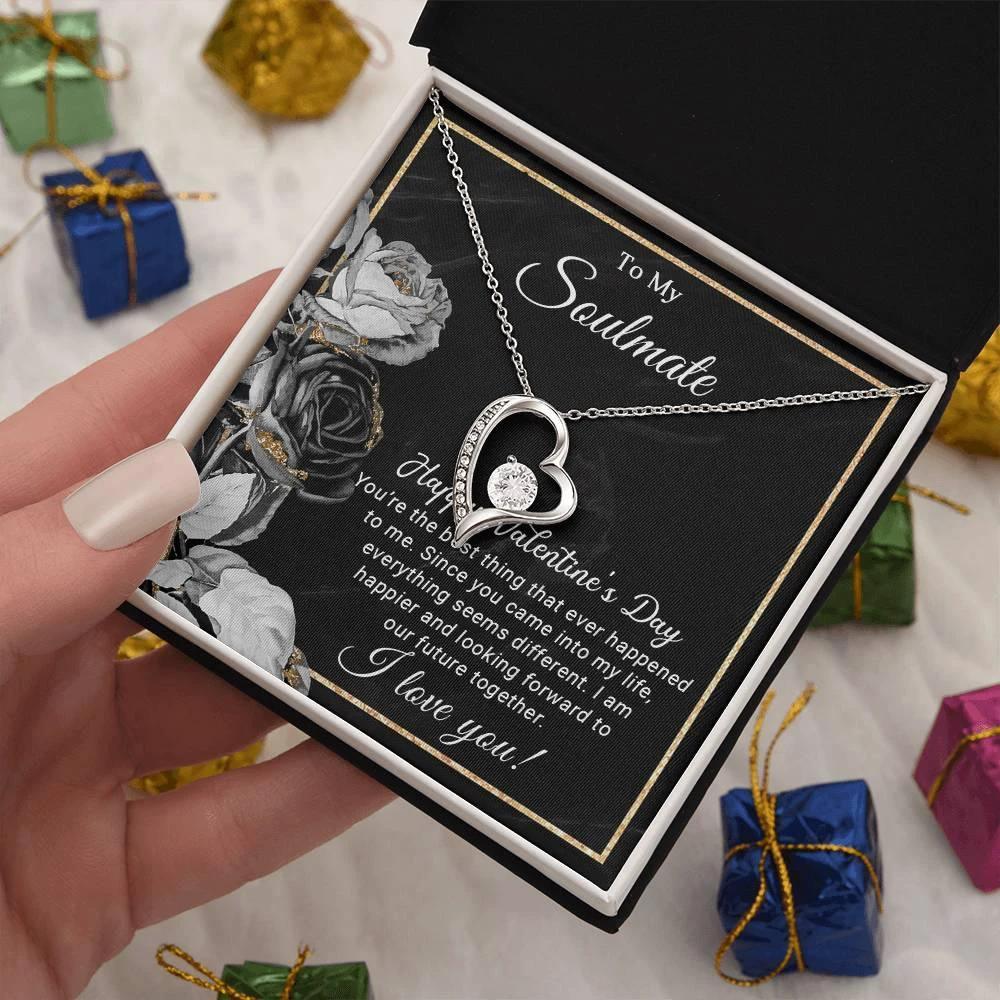 To My Soulmate Happy Valentine's Day Forever Love Pendant Necklace
