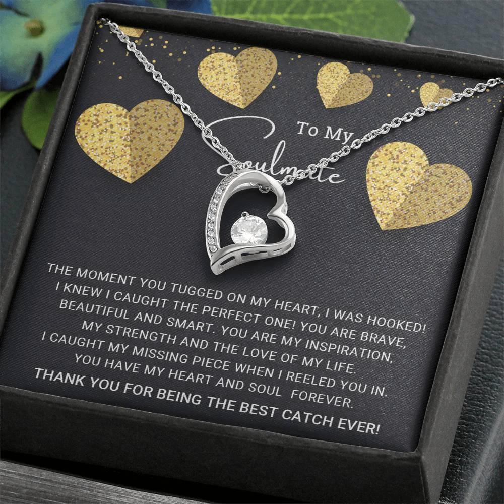 To My Soulmate I Caught My Missing Piece Forever Love Pendant Necklace