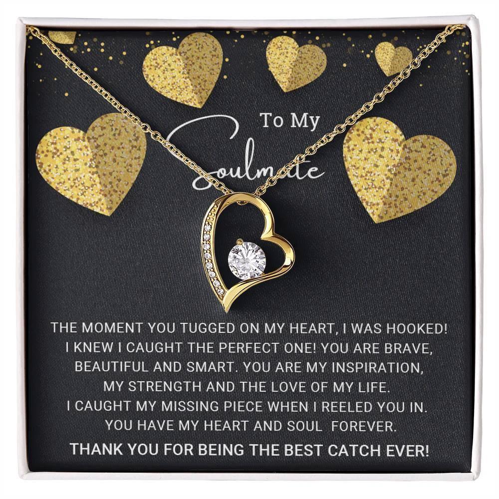 To My Soulmate I Caught My Missing Piece Forever Love Pendant Necklace