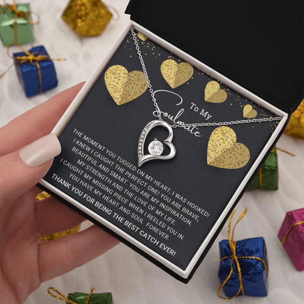 To My Soulmate I Caught My Missing Piece Forever Love Pendant Necklace