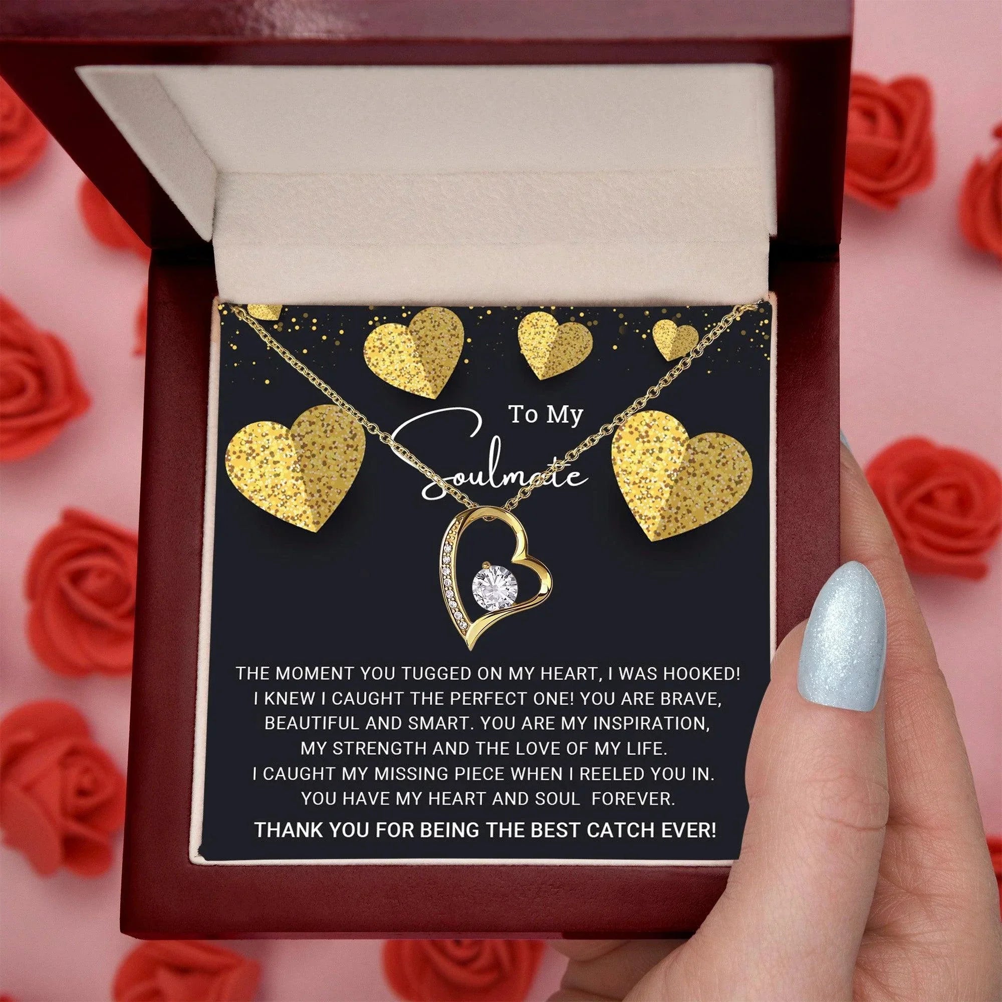 To My Soulmate I Caught My Missing Piece Forever Love Pendant Necklace