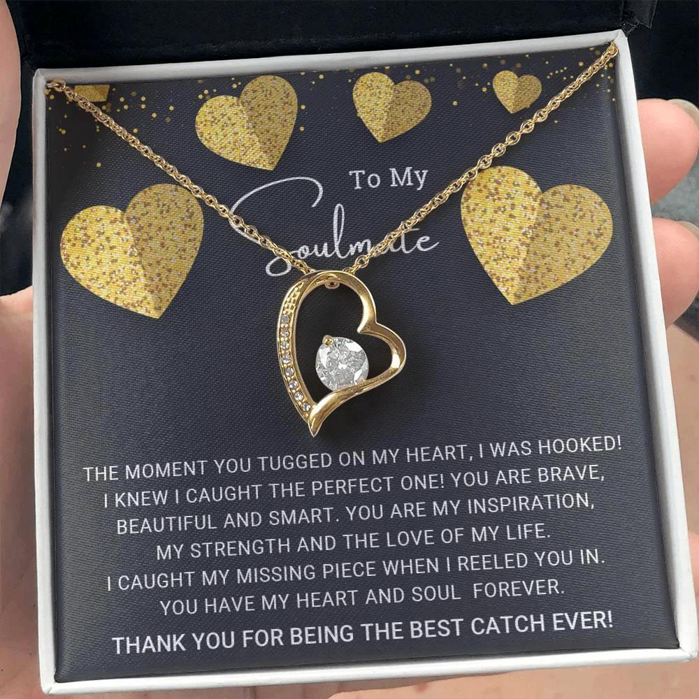 To My Soulmate I Caught My Missing Piece Forever Love Pendant Necklace