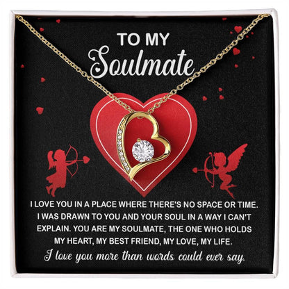To My Soulmate - I Love You More - Forever Love Heart Pendant with Message Card - Mallard Moon Gift Shop