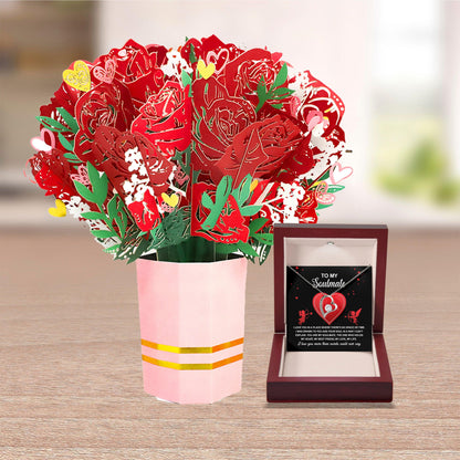 To My Soulmate - I Love You More - Forever Love Heart Pendant with Message Card - Mallard Moon Gift Shop