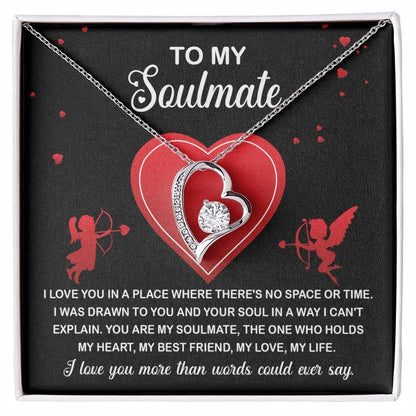 To My Soulmate - I Love You More - Forever Love Heart Pendant with Message Card - Mallard Moon Gift Shop