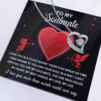 To My Soulmate - I Love You More - Forever Love Heart Pendant with Message Card