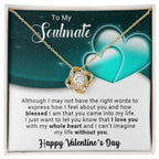 To My Soulmate I Love You With My Whole Heart Valentine Love Knot Necklace