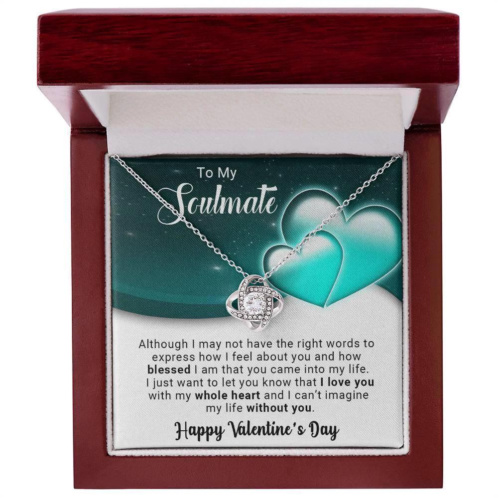 To My Soulmate I Love You With My Whole Heart Valentine Love Knot Necklace