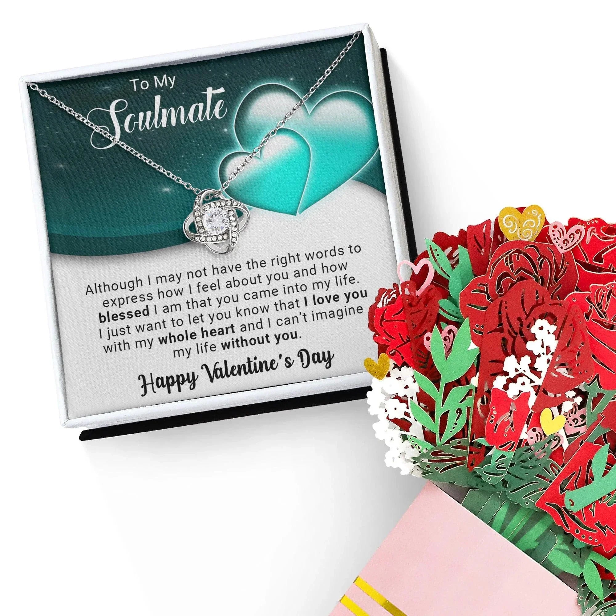 To My Soulmate I Love You With My Whole Heart Valentine Love Knot Necklace
