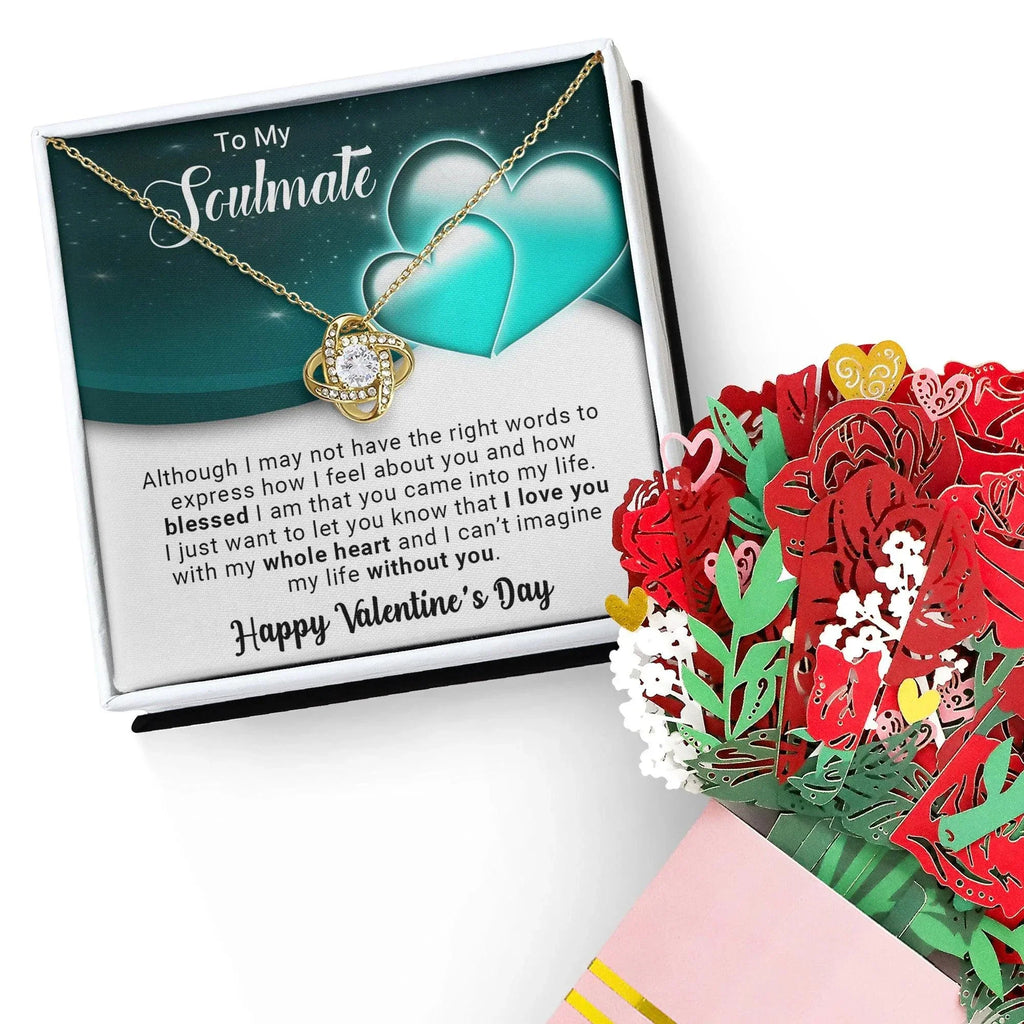 To My Soulmate I Love You With My Whole Heart Valentine Love Knot Necklace