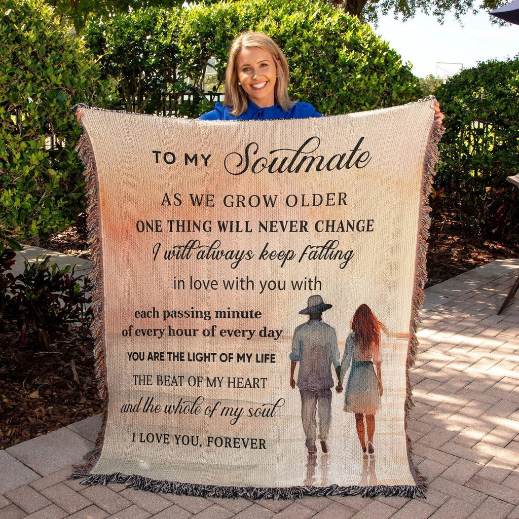 To My Soulmate I Will Always Keep Falling In Love With You Personalized Heirloom Woven Blanket