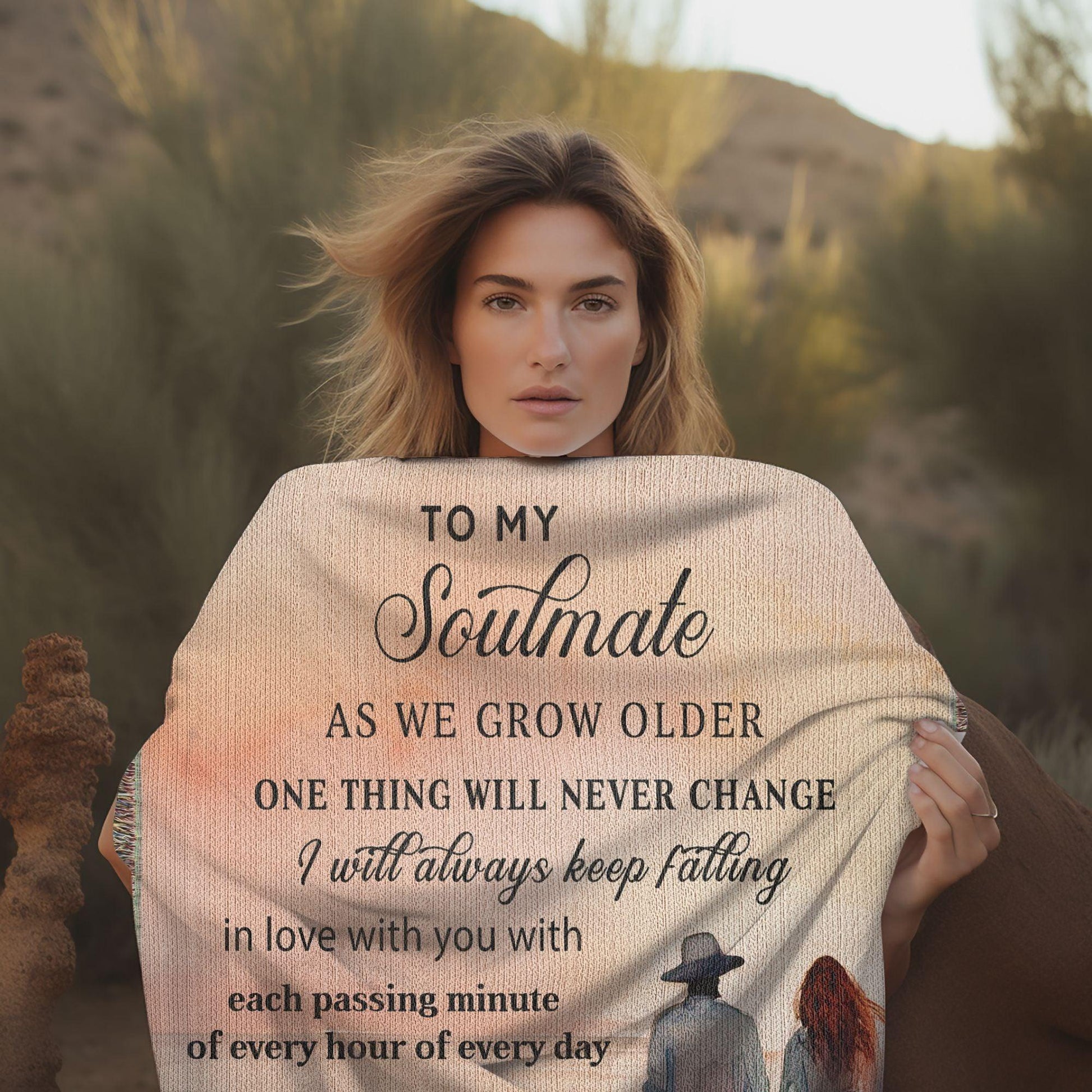 To My Soulmate I Will Always Keep Falling In Love With You Personalized Heirloom Woven Blanket - Mallard Moon Gift Shop