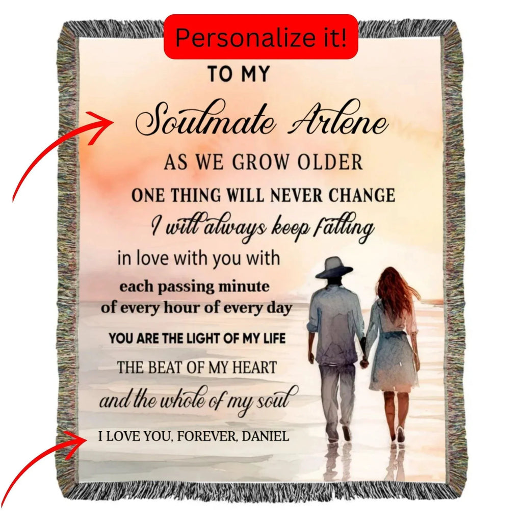 To My Soulmate I Will Always Keep Falling In Love With You Personalized Heirloom Woven Blanket