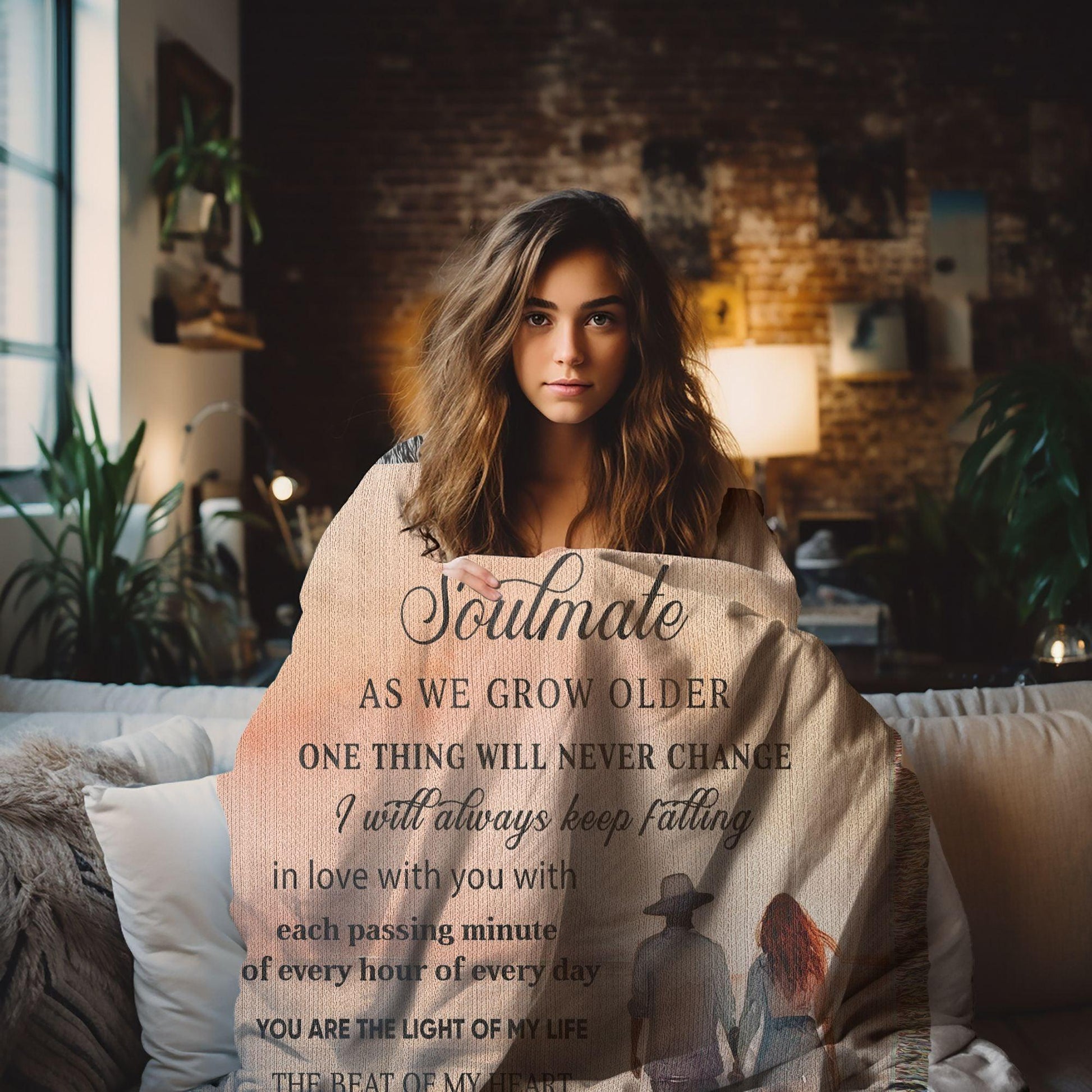 To My Soulmate I Will Always Keep Falling In Love With You Personalized Heirloom Woven Blanket - Mallard Moon Gift Shop