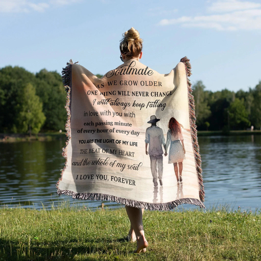 To My Soulmate I Will Always Keep Falling In Love With You Personalized Heirloom Woven Blanket