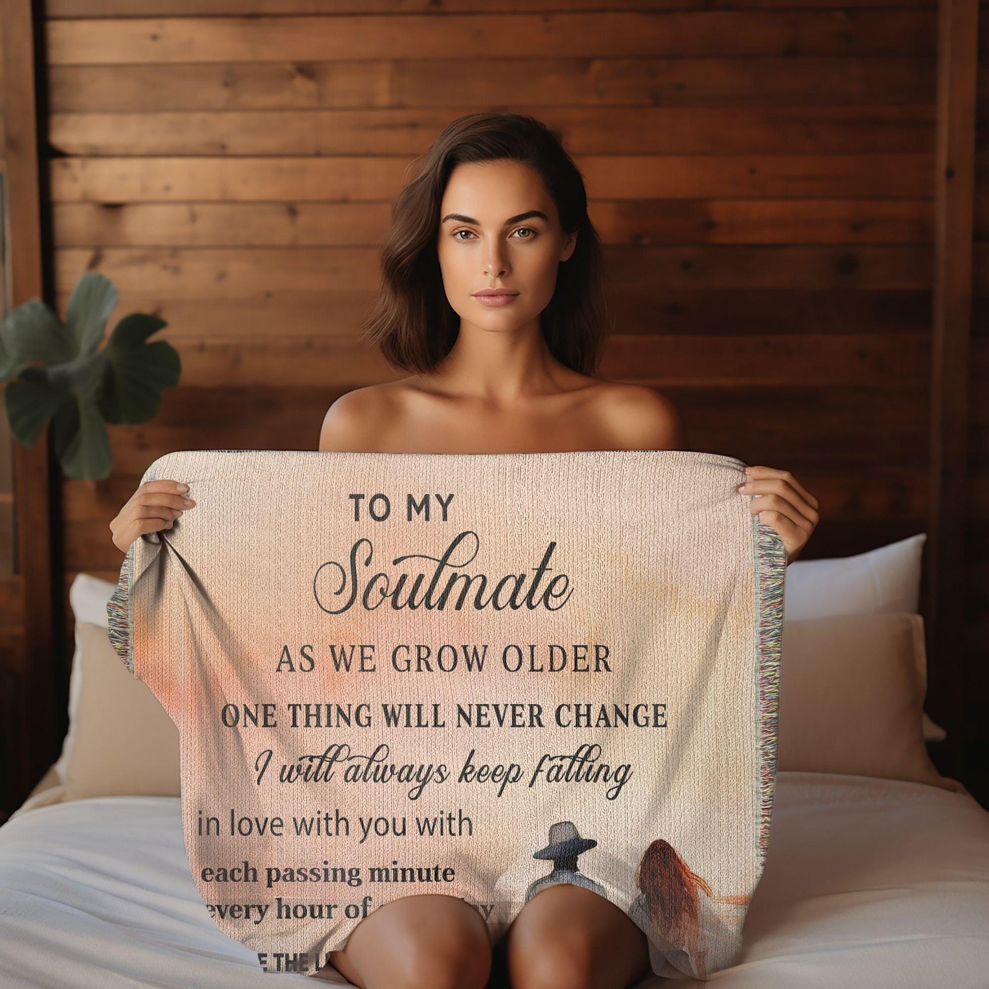 To My Soulmate I Will Always Keep Falling In Love With You Personalized Heirloom Woven Blanket - Mallard Moon Gift Shop