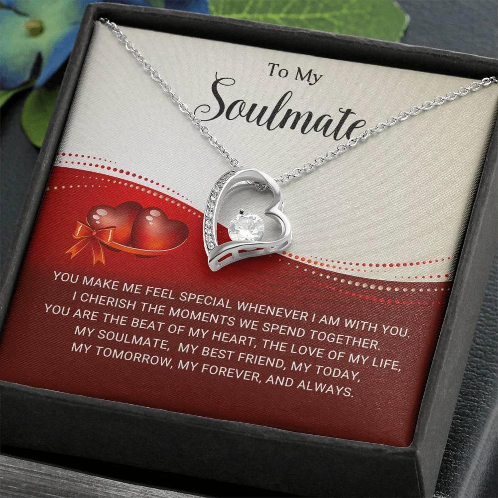 To My Soulmate I Will Cherish You Forever Love Pendant Necklace