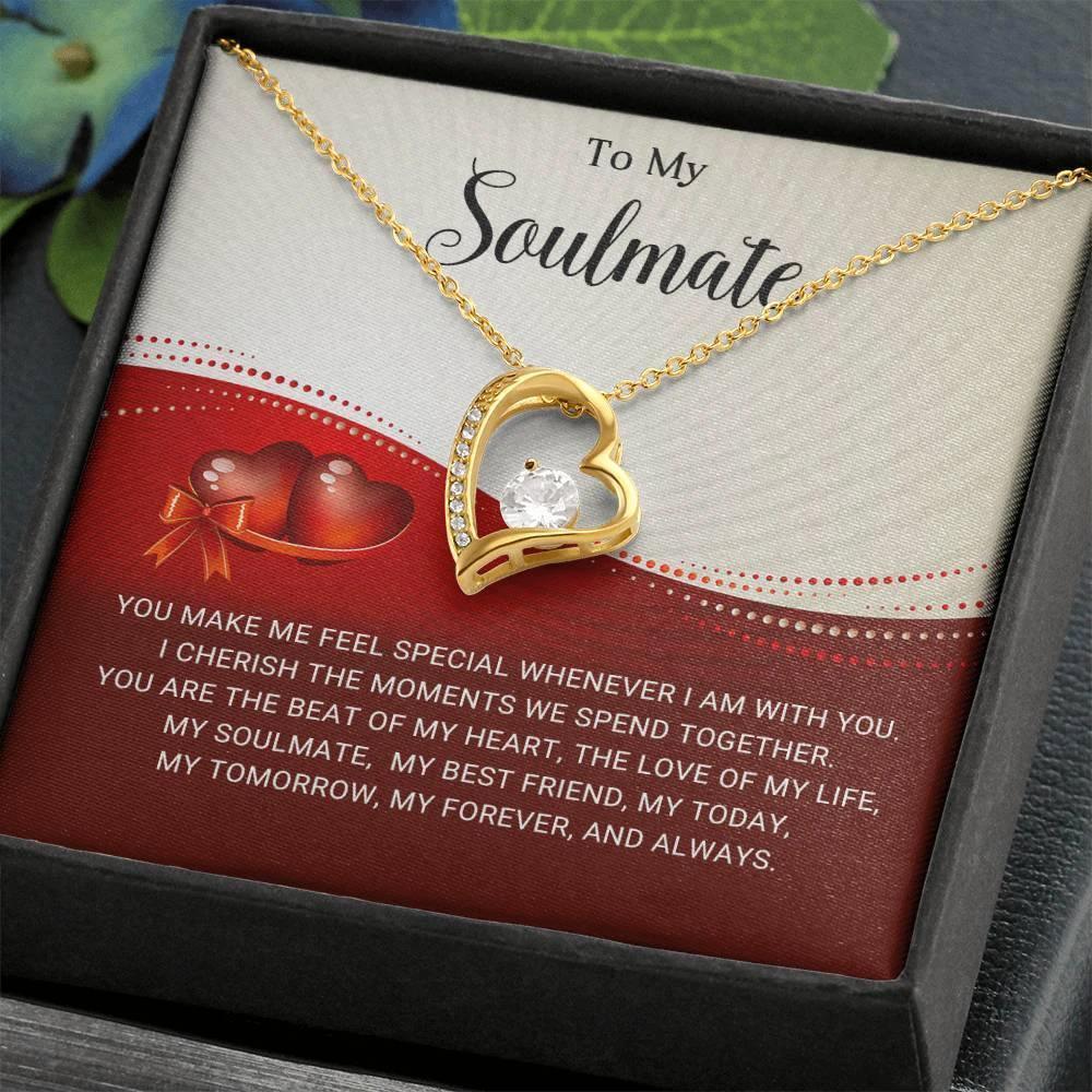 To My Soulmate I Will Cherish You Forever Love Pendant Necklace