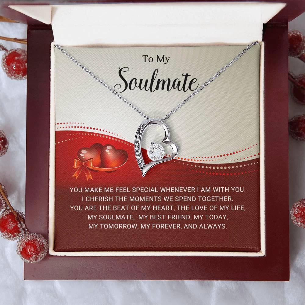 To My Soulmate I Will Cherish You Forever Love Pendant Necklace