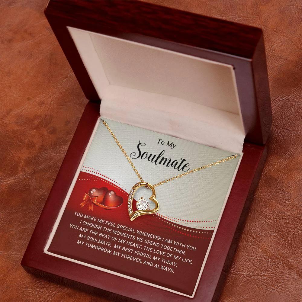 To My Soulmate I Will Cherish You Forever Love Pendant Necklace