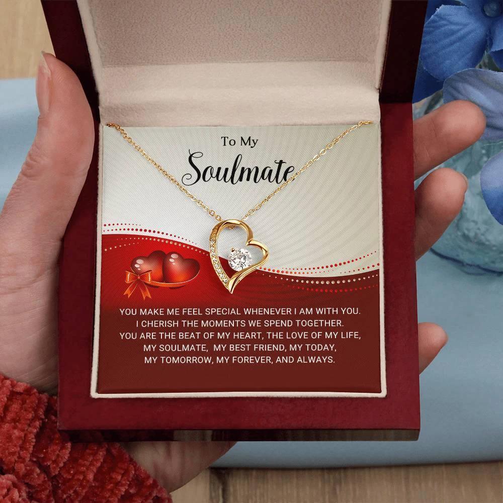 To My Soulmate I Will Cherish You Forever Love Pendant Necklace