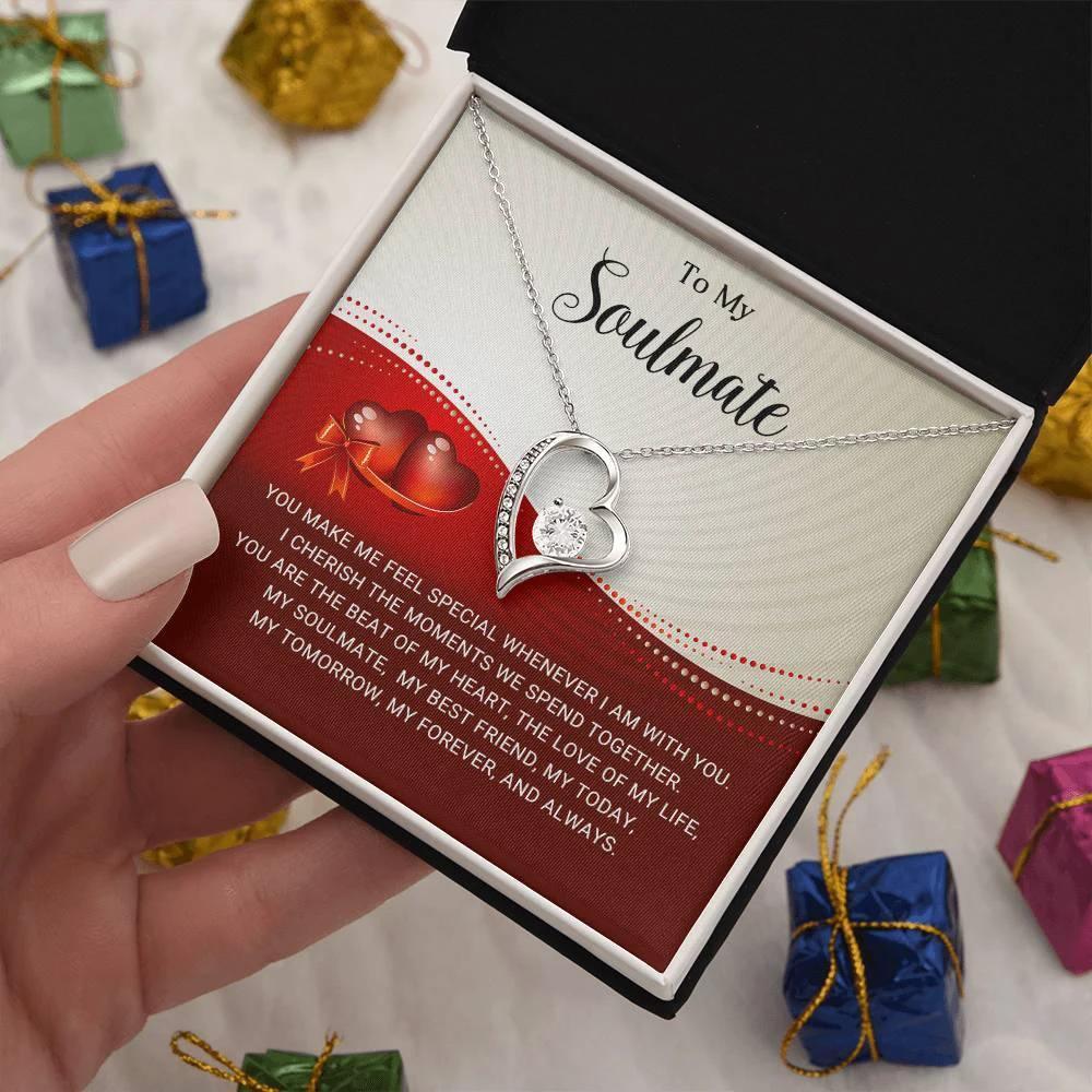 To My Soulmate I Will Cherish You Forever Love Pendant Necklace