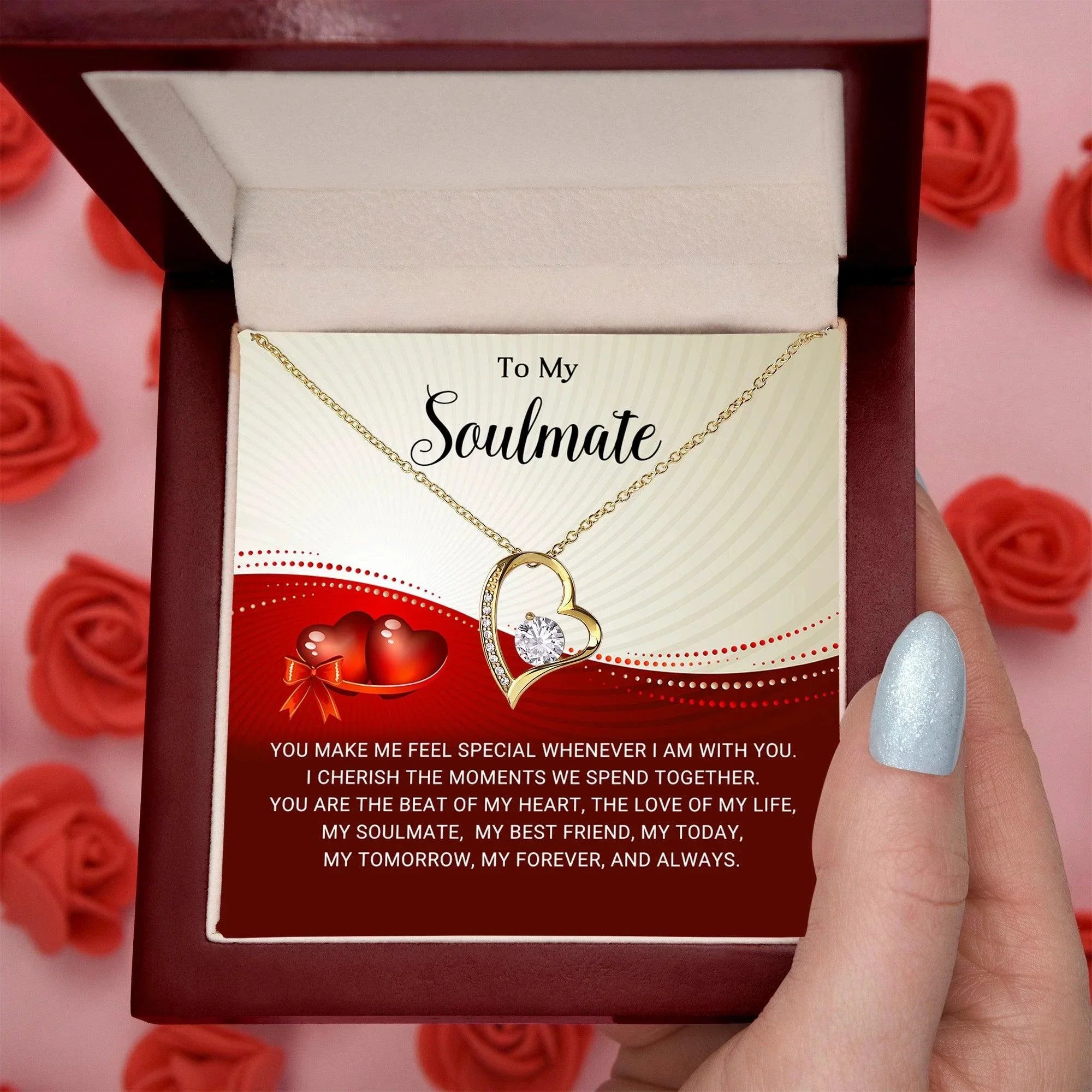 To My Soulmate I Will Cherish You Forever Love Pendant Necklace