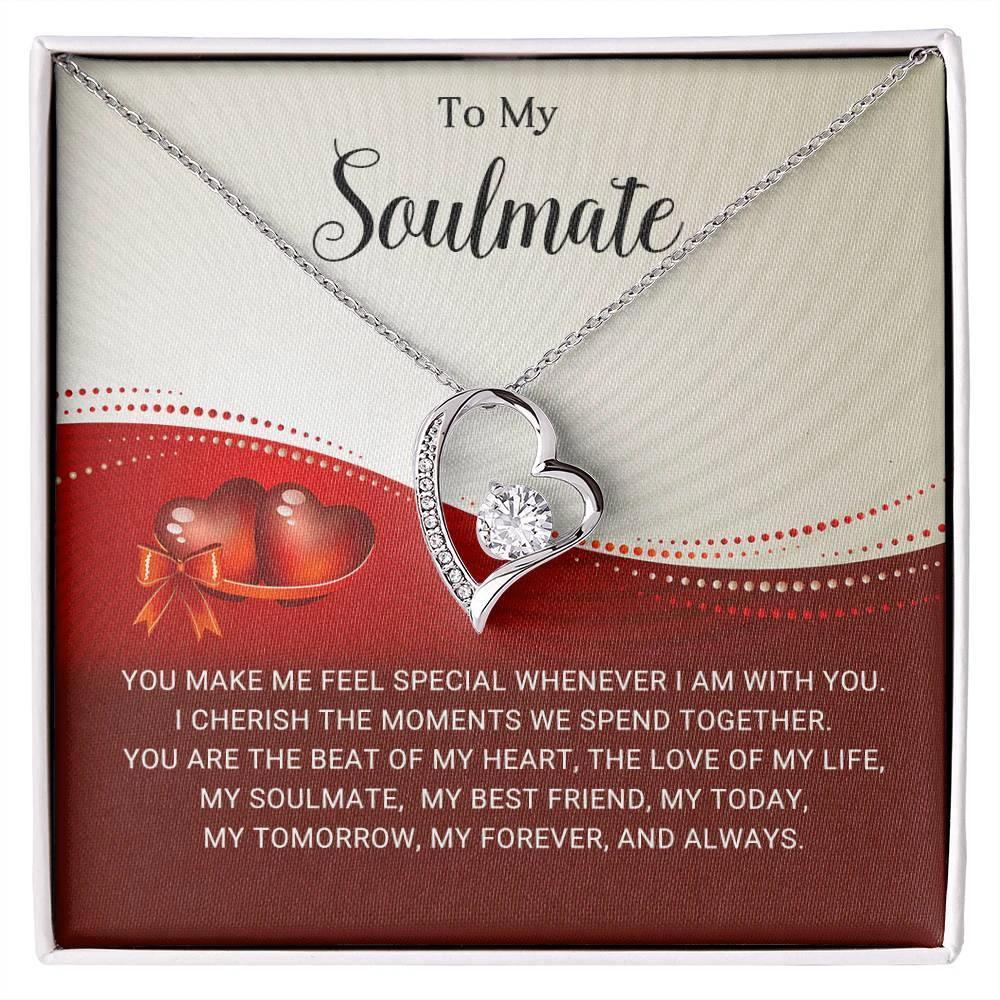 To My Soulmate I Will Cherish You Forever Love Pendant Necklace
