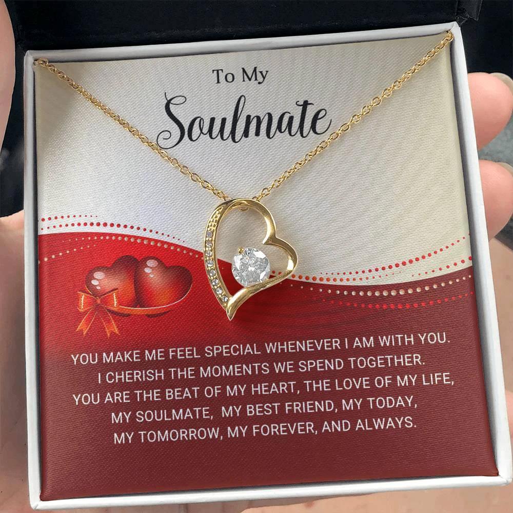 To My Soulmate I Will Cherish You Forever Love Pendant Necklace