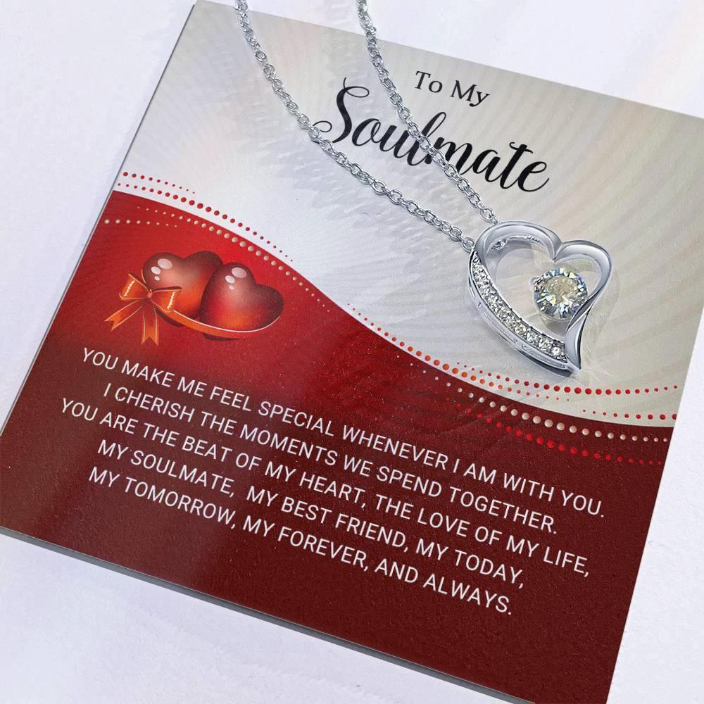 To My Soulmate I Will Cherish You Forever Love Pendant Necklace