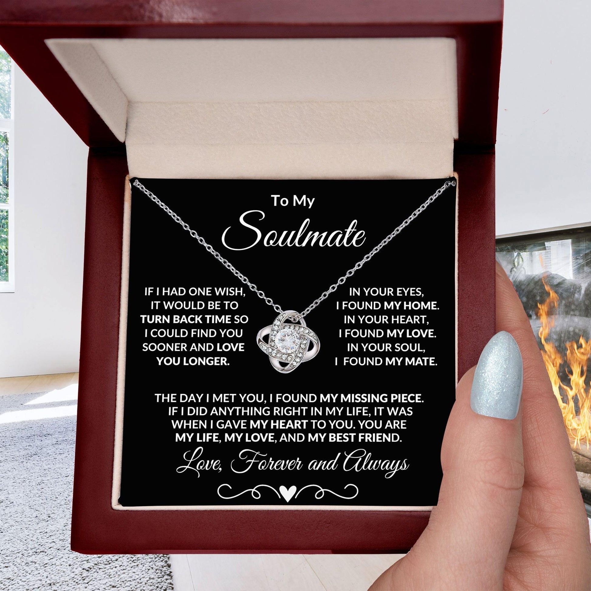 To My Soulmate I Wish I Could Turn Back Time and Love You Longer Love Knot Pendant Necklace - Mallard Moon Gift Shop