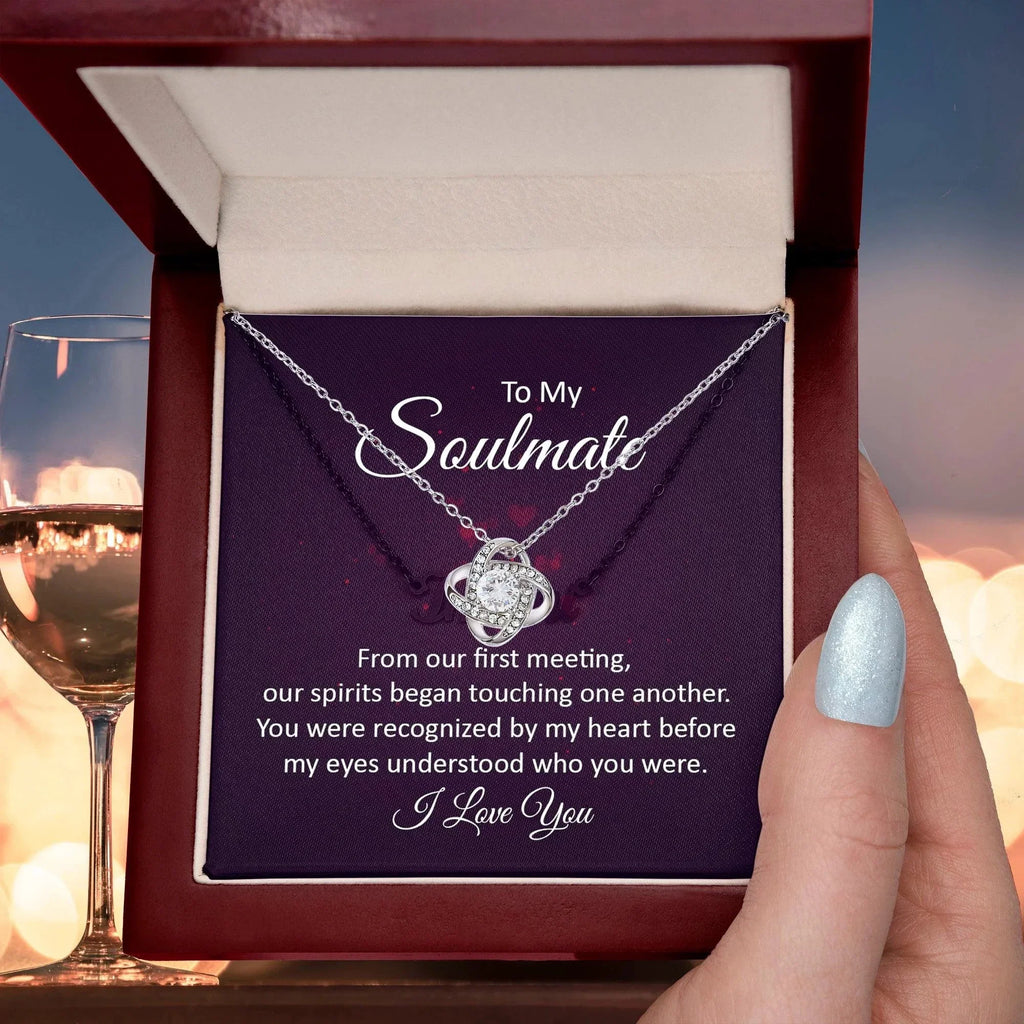 To My Soulmate Our Spirits Touched Love Knot Necklace