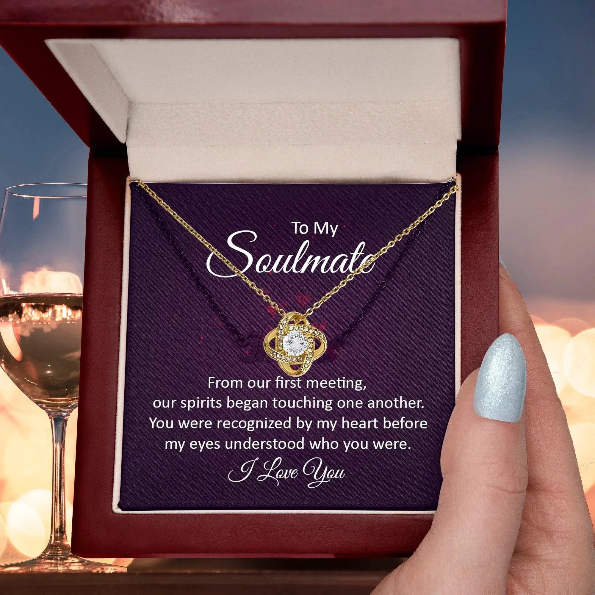 To My Soulmate Our Spirits Touched Love Knot Necklace