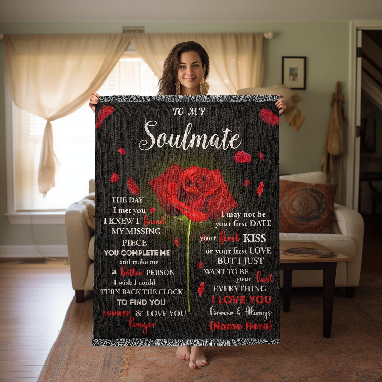 To My Soulmate - The Day I Met You I Found My Missing Piece Heirloom Woven Blanket - Mallard Moon Gift Shop