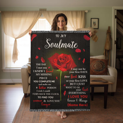 To My Soulmate - The Day I Met You I Found My Missing Piece Heirloom Woven Blanket - Mallard Moon Gift Shop