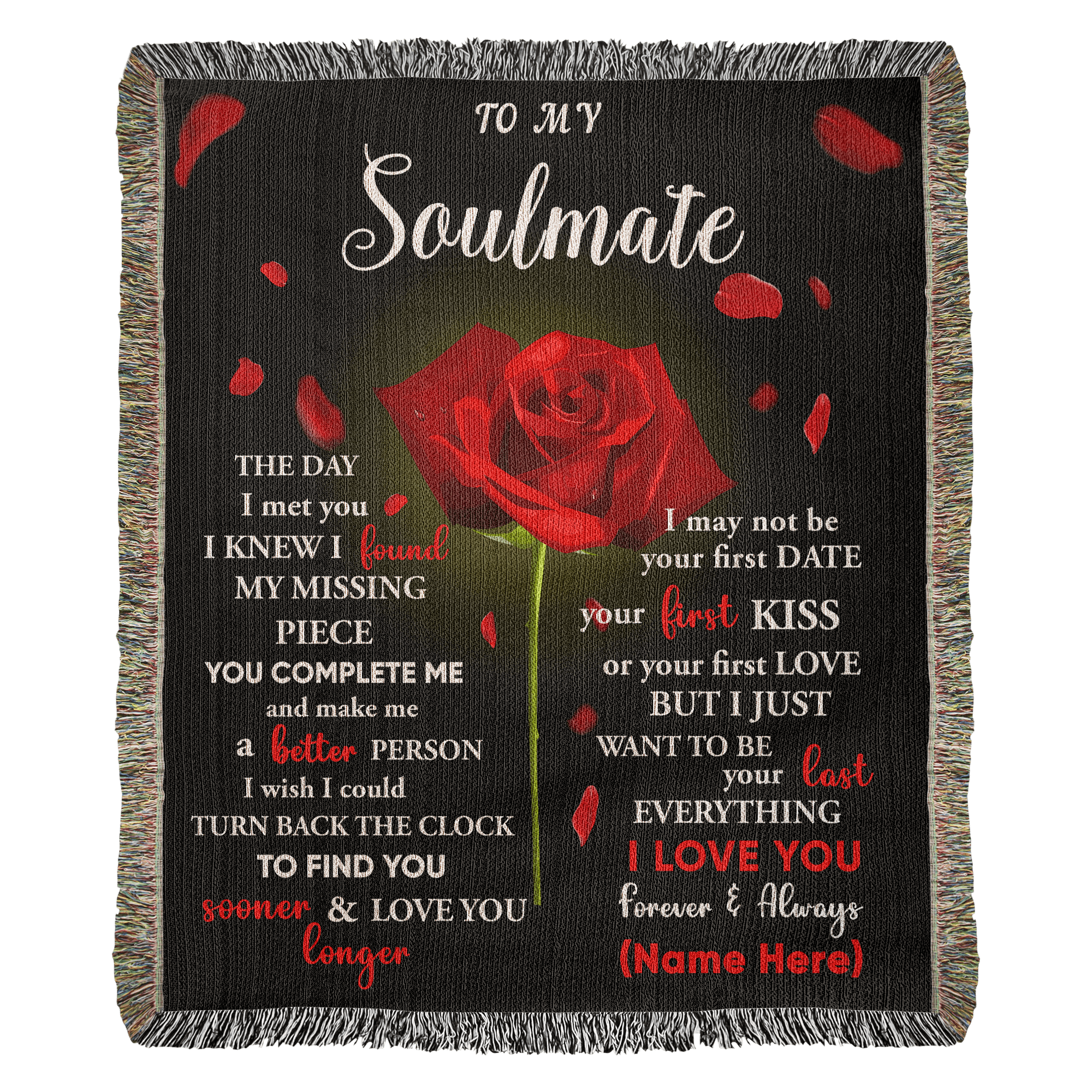 To My Soulmate - The Day I Met You I Found My Missing Piece Heirloom Woven Blanket - Mallard Moon Gift Shop