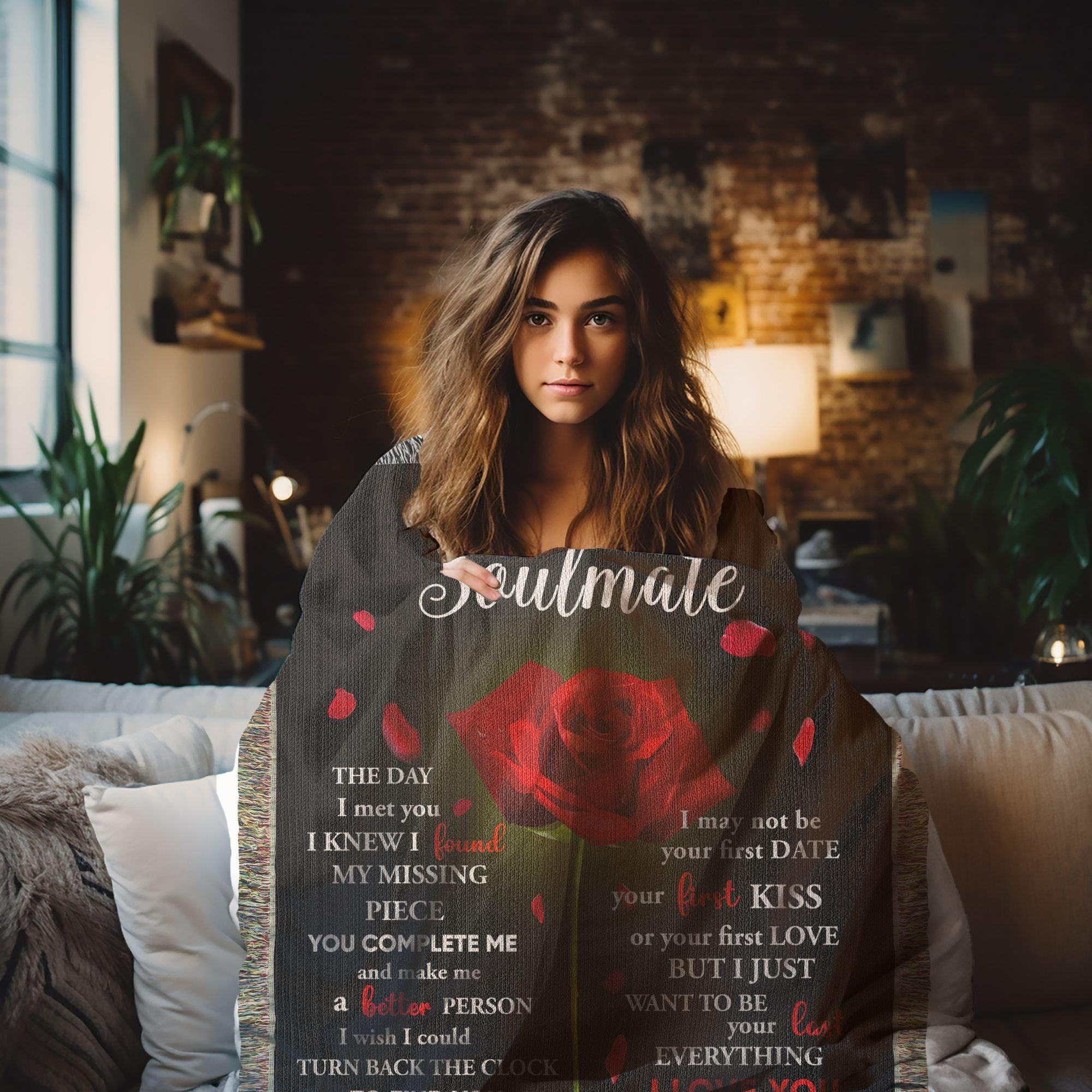 To My Soulmate - The Day I Met You I Found My Missing Piece Heirloom Woven Blanket - Mallard Moon Gift Shop