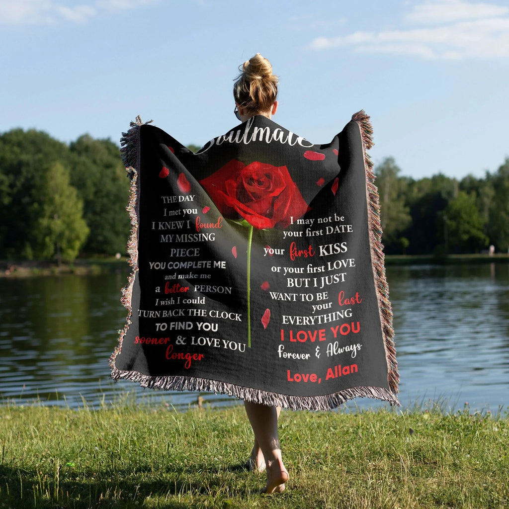 To My Soulmate - The Day I Met You I Found My Missing Piece Heirloom Woven Blanket